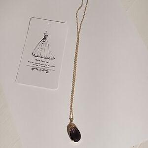 Gold Necklace with Deep Purple Pendant